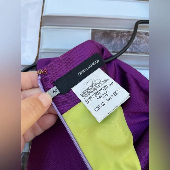 Dsquared2 purple Silk Bow Neckline Balloon Hem Dress S/40 - Picture 11 of 13